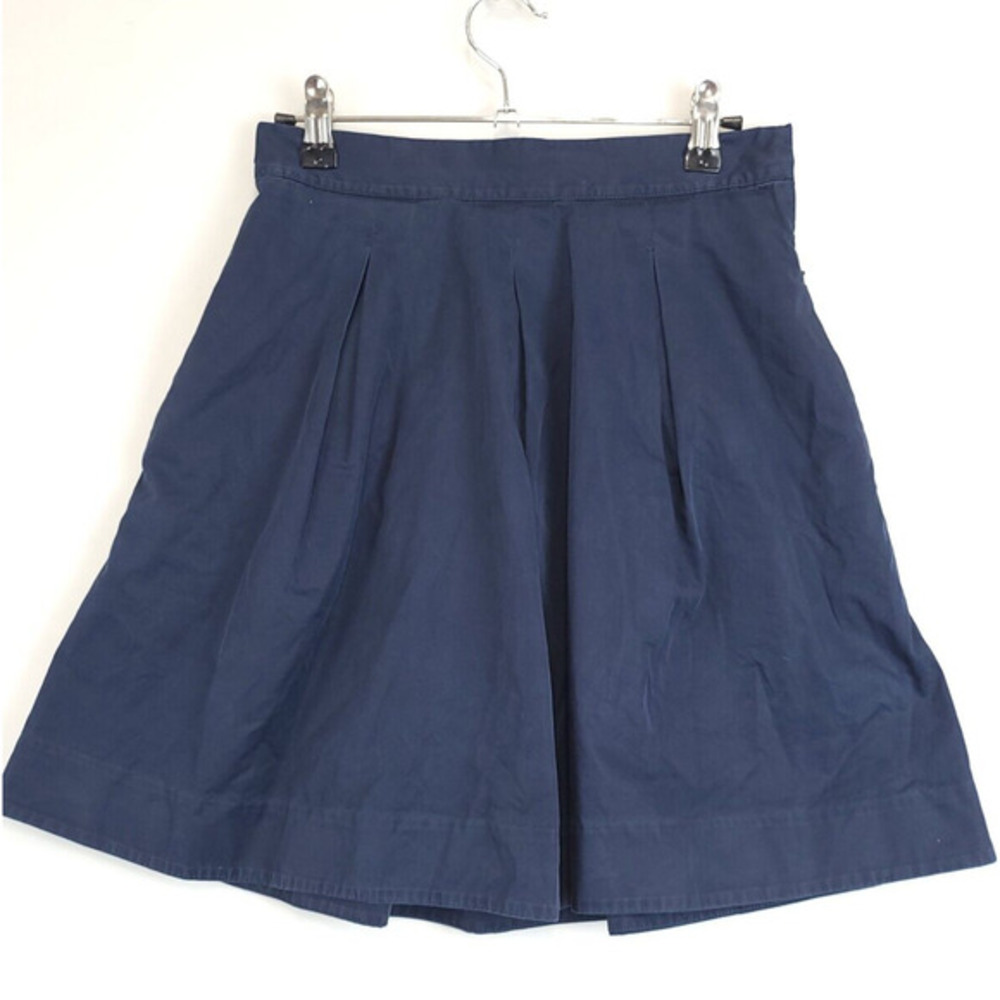 COS Pleated A-Line Mini Skirt Women 4 EU 36 Cotton Blue High Waist Minimalist
